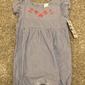 Carter’s Blue & white pinstripe romper - NWT